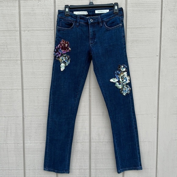 Pilcro and the Letterpress Slim Boyfriend Jeans with Sequin Appliqués - Picture 2 of 16